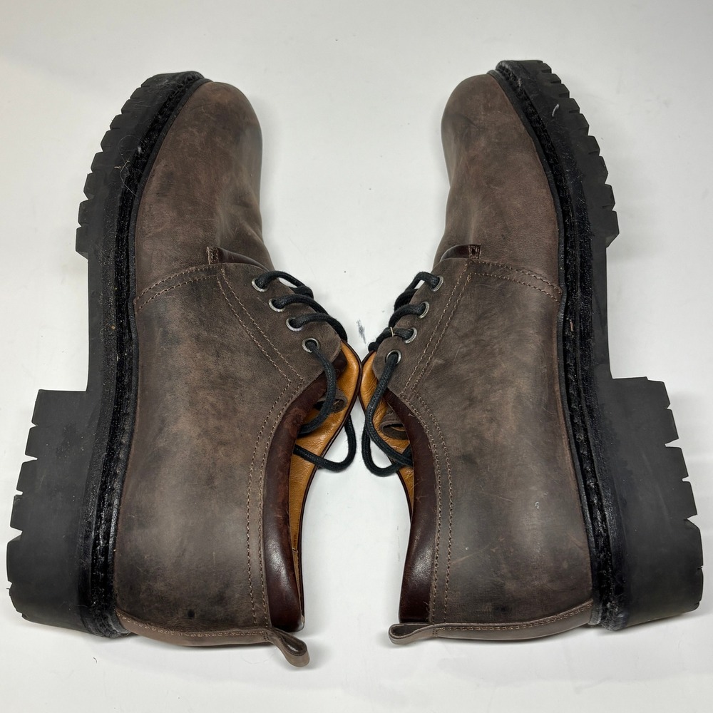 Johnston & Murphy Derby Shoes Mens 11.5 Brown Leather Lug Sole Made in Italy - Picture 5 of 9